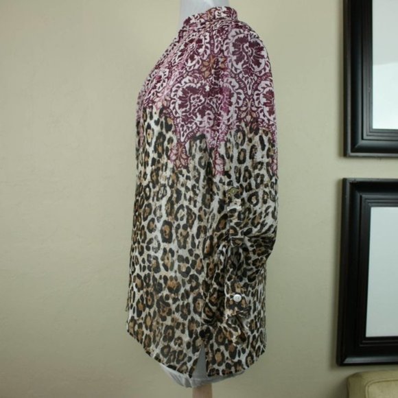 Alfred Dunner Leopard Print Button Up Long Sleeve - Picture 7 of 8